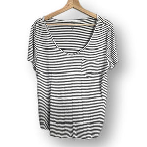 HOLLISTER Must Have Collection Scoop Top Front Pocket Horizontal Stripes Women's